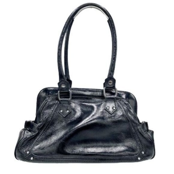 ELLIOTT LUCCA BLACK LEATHER PURSE BAG W/ TASSELS - Picture 5 of 12